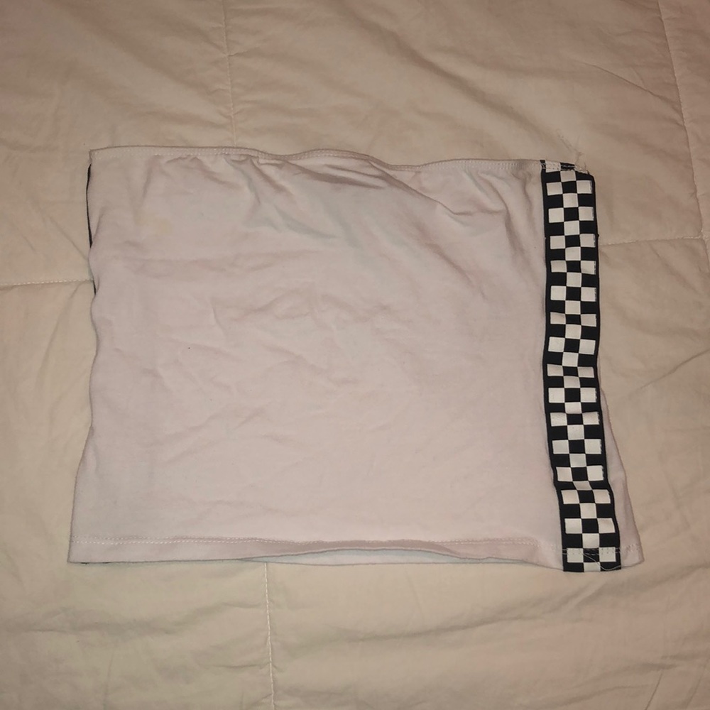 White Tube Top w/ checkered side bands